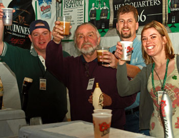 Beer booth volunteers are always a happy bunch